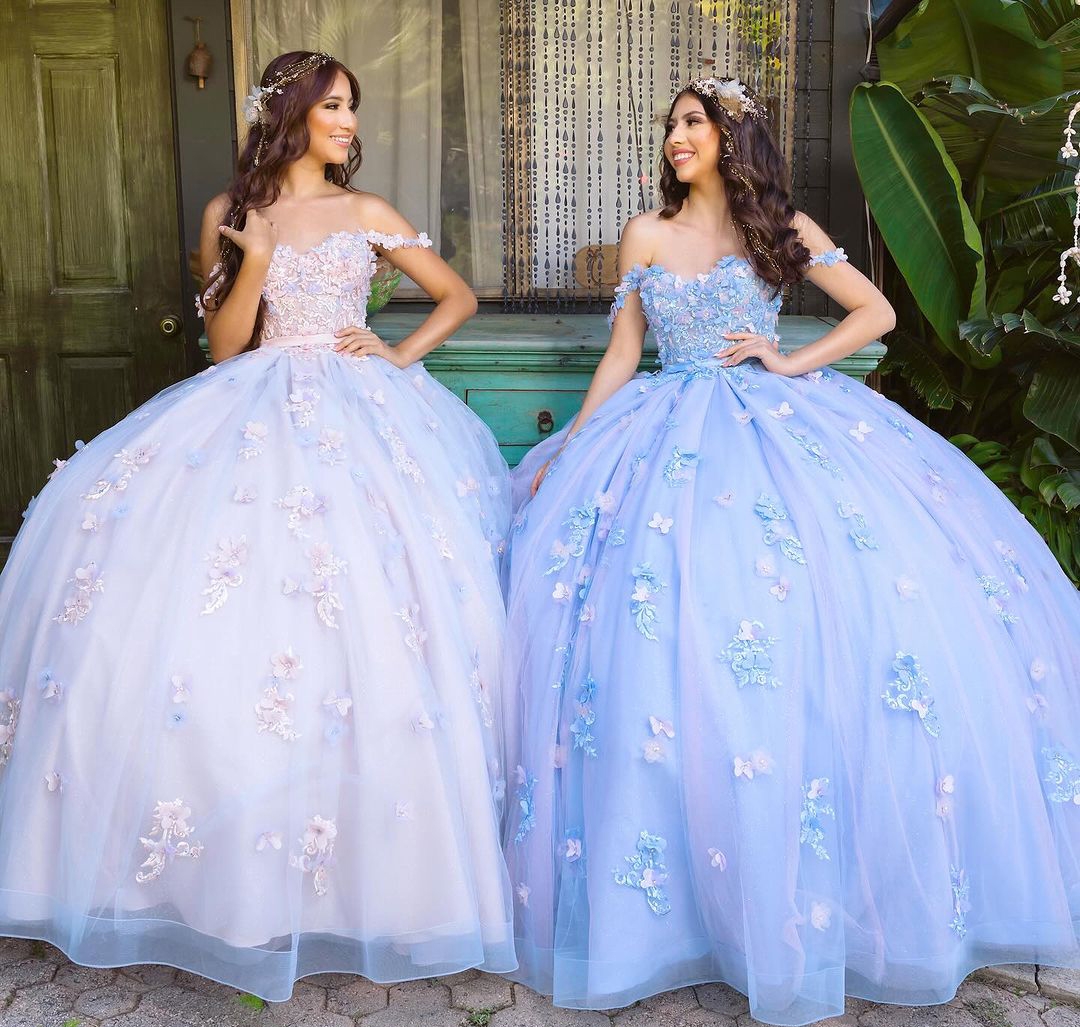 Fairytale Princess Quinceanera Dress 2024 3D ral Contrasting Colors Charro Mexican Quince Sweet 15/16 Birthday Party Gown for 15th Girl Drama Winter F