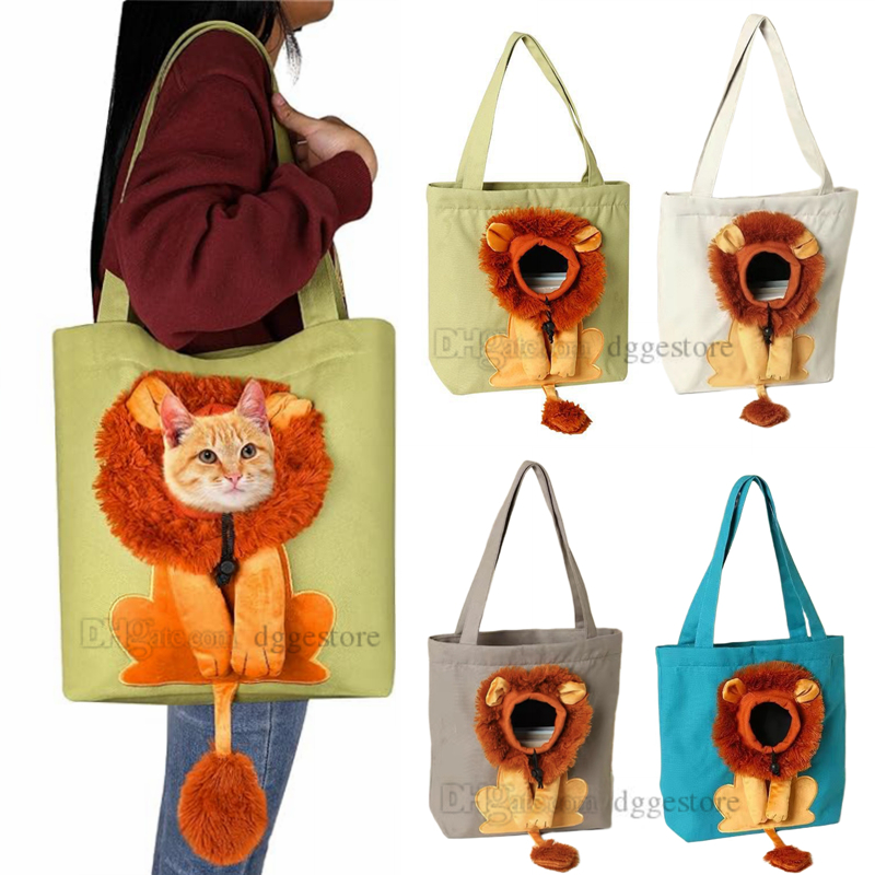 Lion Shaped Cute Carrier Portable Pet Canvas Shoulder Carrying Chest Outdoor Tote Bag Travel Handbag for Small Cat Dog Animal Supplies Green C30