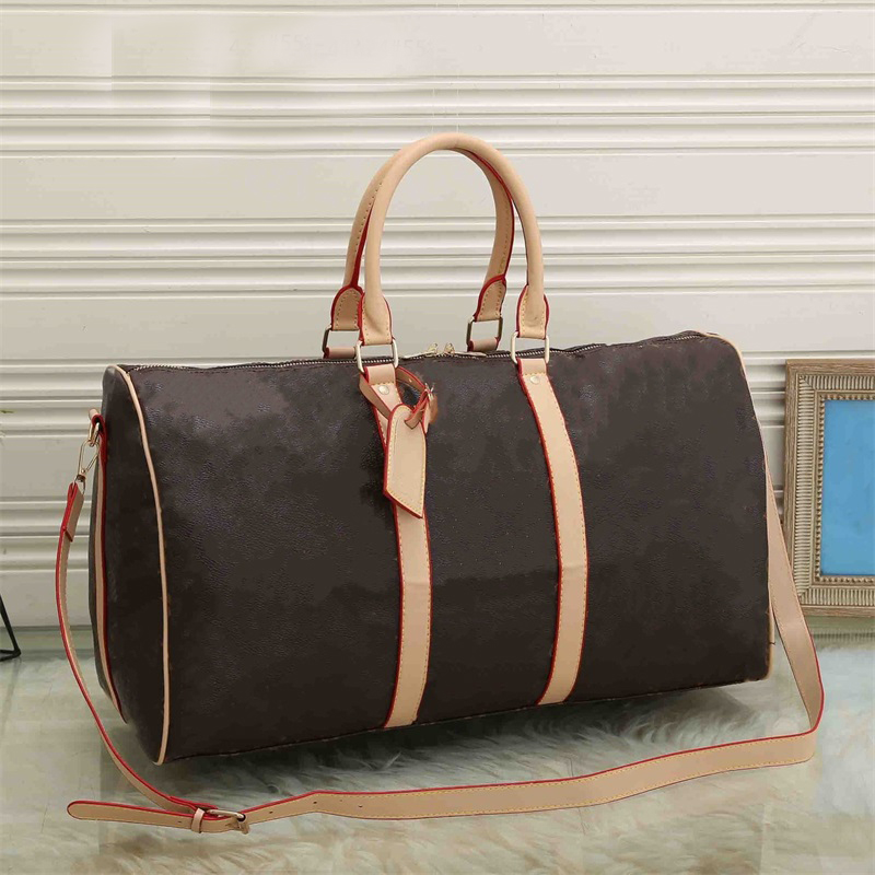 Designer duffel bag genuine leather holdall luxury keepall 55 luggage bags men women luxurys handbags big capacity classic travel bag brown black simple xb060