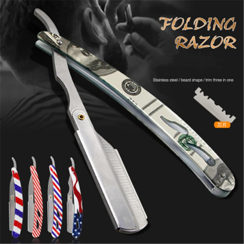 Razors Blades Colourful Professional Manual Shaver Straight Edge Stainless Steel Sharp Barber Razor Folding Shaving Beard Cutter Wholesale 231011
