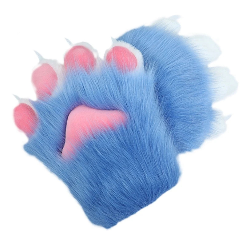 Five Fingers Gloves 2 Pcs Cartoon Plush Cosplay Costume Nails Claws Furry Hand Paw Anime Mittens for Story Telling 231010