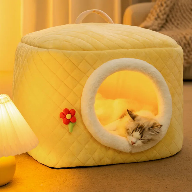 Cat Beds Furniture Warm Winter Cat Nest Square Portable Cat Dog House Comfortable Breathable Deep Sleep Pet Nest for Small Medium Cat Pet Supplies 231