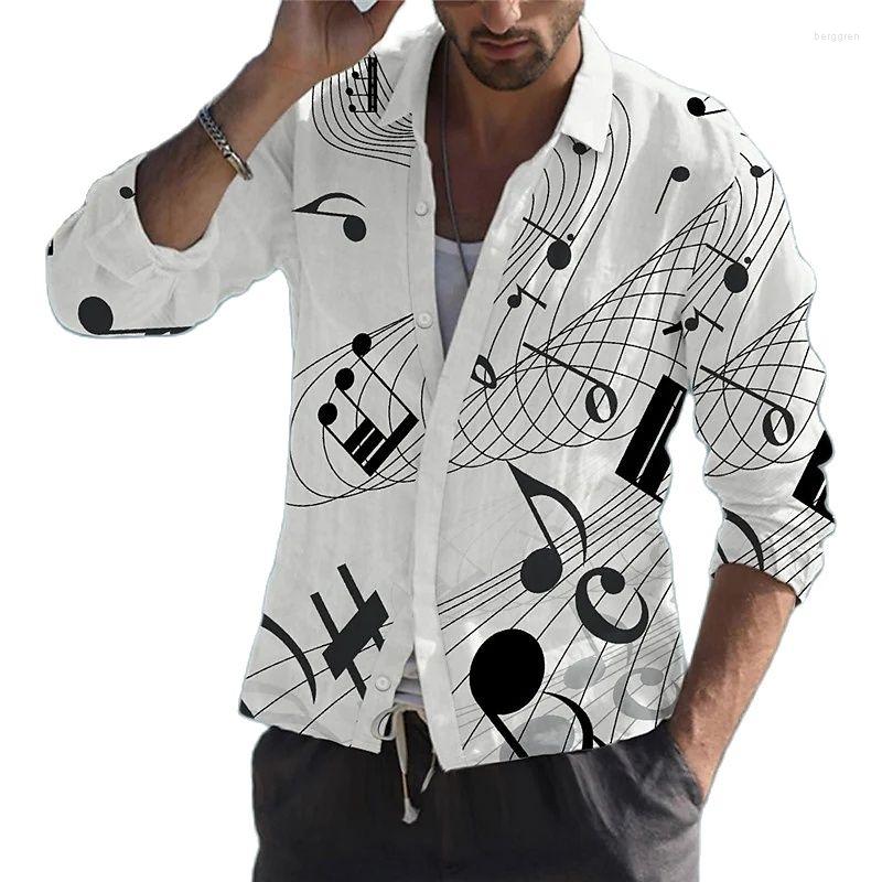 Stylish Men's 3D Music Hawaiian Shirt - Perfect Summer Vibes, Breathable Rayon Fabric