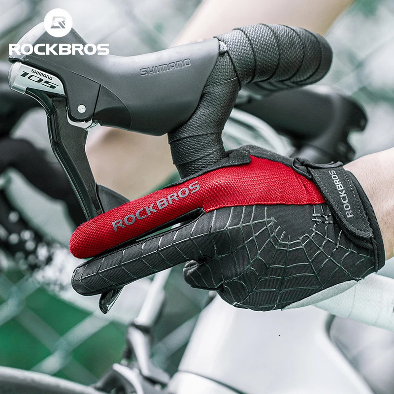 Five Fingers Gloves ROCKBROS Spring Full Finger Bike SBR Shockproof Breathable Bicycle Men Women MTB Road Cycling Long 231010