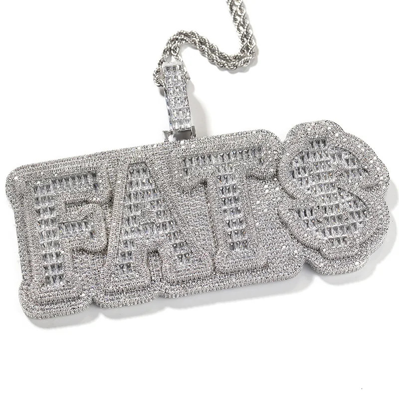 Charms Custom Letters Name Pendants Necklaces for Men Hip Hop CZ Stone Bling Iced Out Rapper Jewelry Rose Gold Silver Color 231010