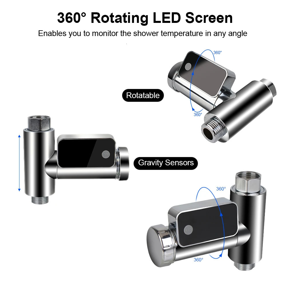 Household Thermometers Home Water Temperature Monitor 360 Degrees Rotation Led Display Celsius Fahrenheit PC Meter Electricity Shower Thermometer 2310