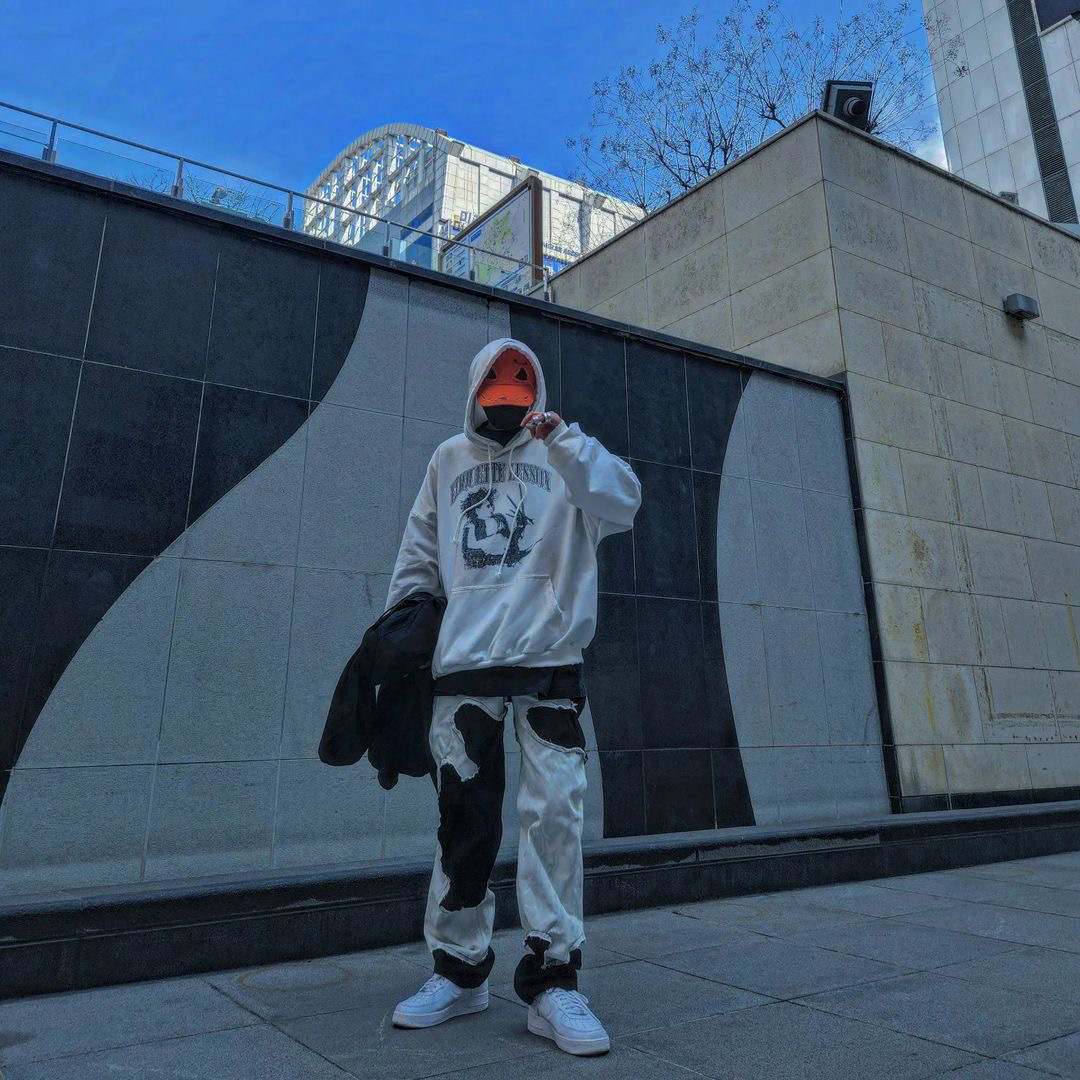 Grailz Project Pocket Scissorhands Edward Vintage High Street Men's and Women's Loose Hooded Style for Men Zipper Jacket for Men