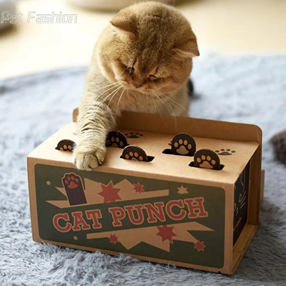 Cat Toys Cat Punch Scratch Interactive Mole Mice Game Toy DIY Mouse Pop Up Puzzle For Cats Treat Exercise Training Cat Toy Supplies 231011