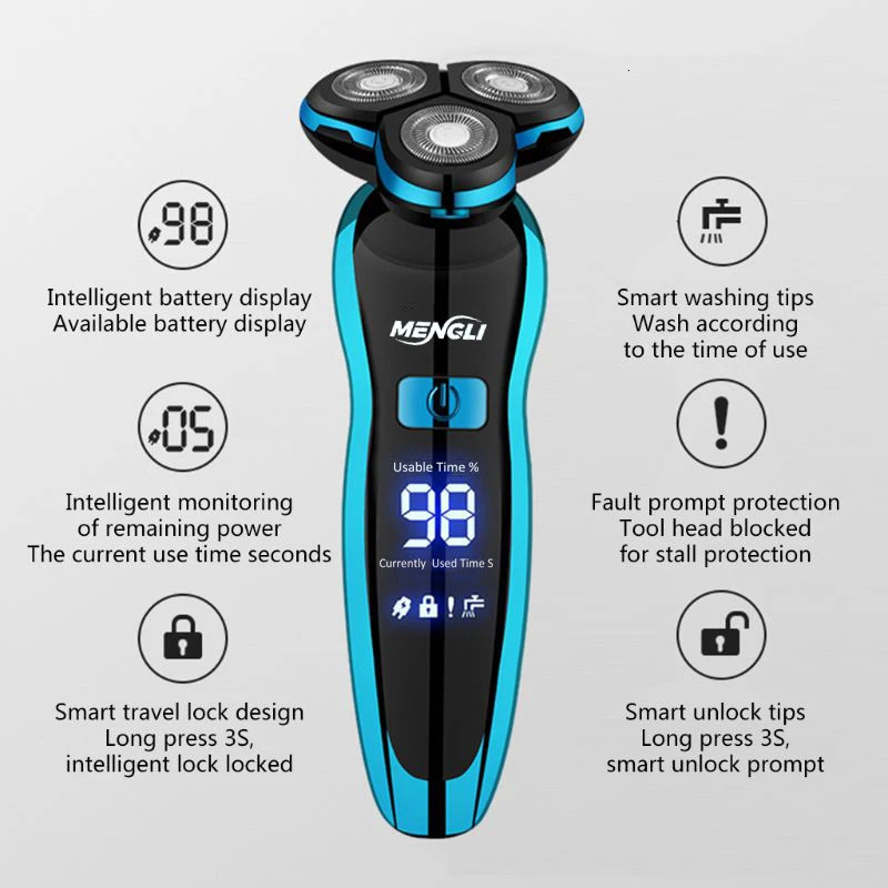 Razors Blades Fast Electric Razor Electric Shaver Hair Cutting Shaving Machine for Men Clipper Rotary Beard Trimmer 100% Waterproof 231011