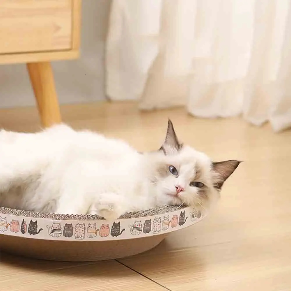 Cat Toys Cat Scratcher Pet Cardboard Bed for Indoor Cats 2pcs 12x4 Inch 16x4Inch Cat Scratching Pad Non Falling Litter Cat Toys Round Cat 231011