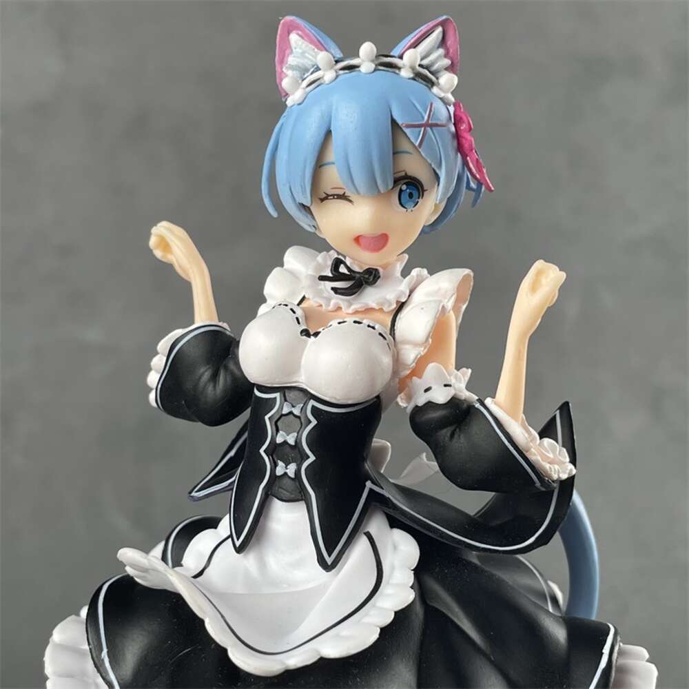 Mascot Costumes 23cm Re:zero Starting Life in Another World Anime Figure Rem Cat Ear Action Figure Rem/ram Figurine Collectible Model Doll Toys