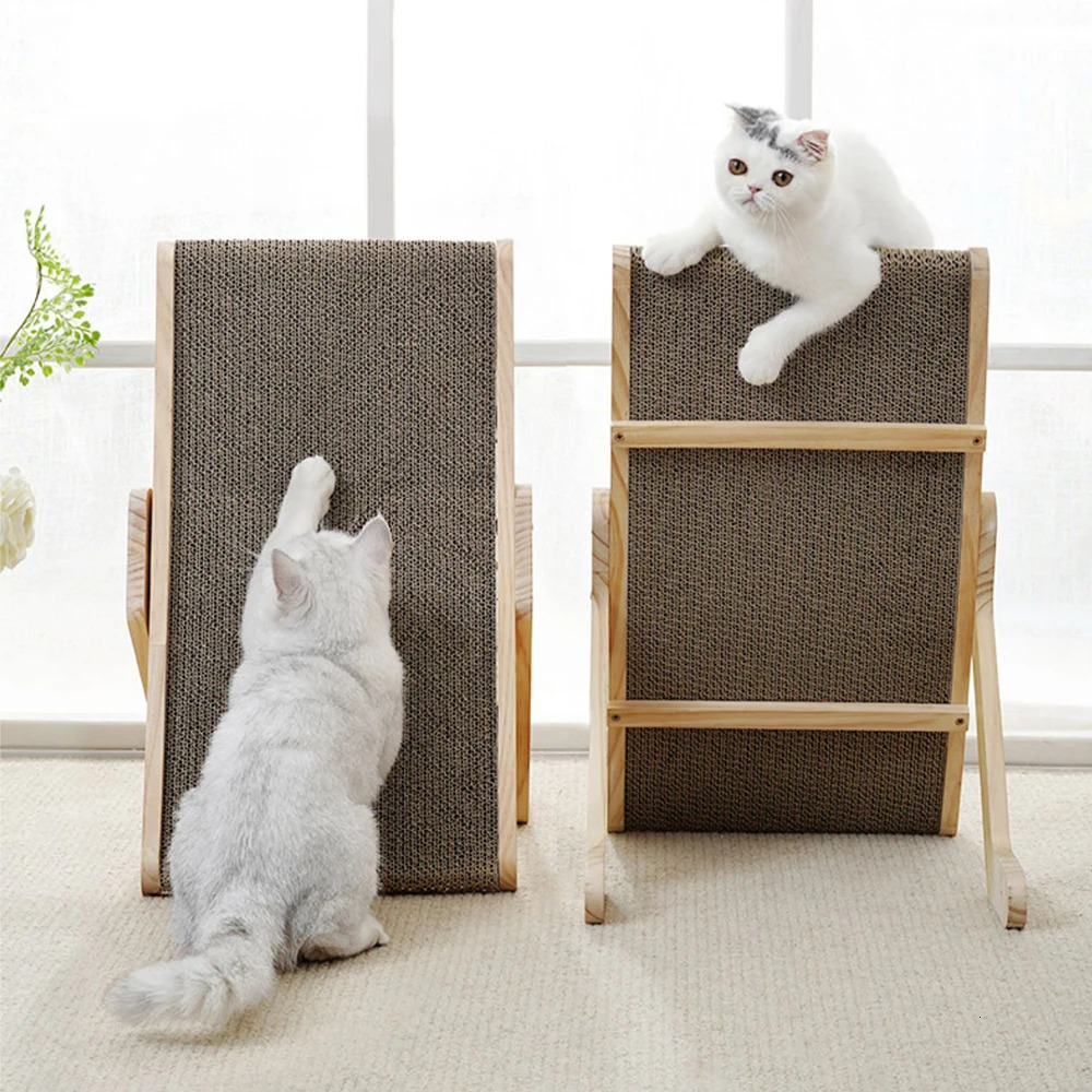 Cat Furniture Scratchers Cat Scratcher Cardboard with Solid Wooden Frame Durable Scratching Bed Reversible Furniture for Indoor Cats 5 in 1 231011