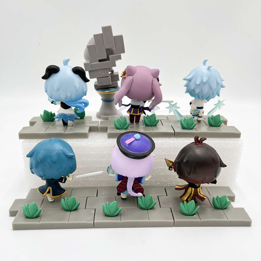 Mascot Costumes 7-10cm Genshin Impact Anime Figure Klee/barbara/diluc/fischl/venti/kaeya Action Figure Liyue Battlefield Heroes Figures Doll Toy