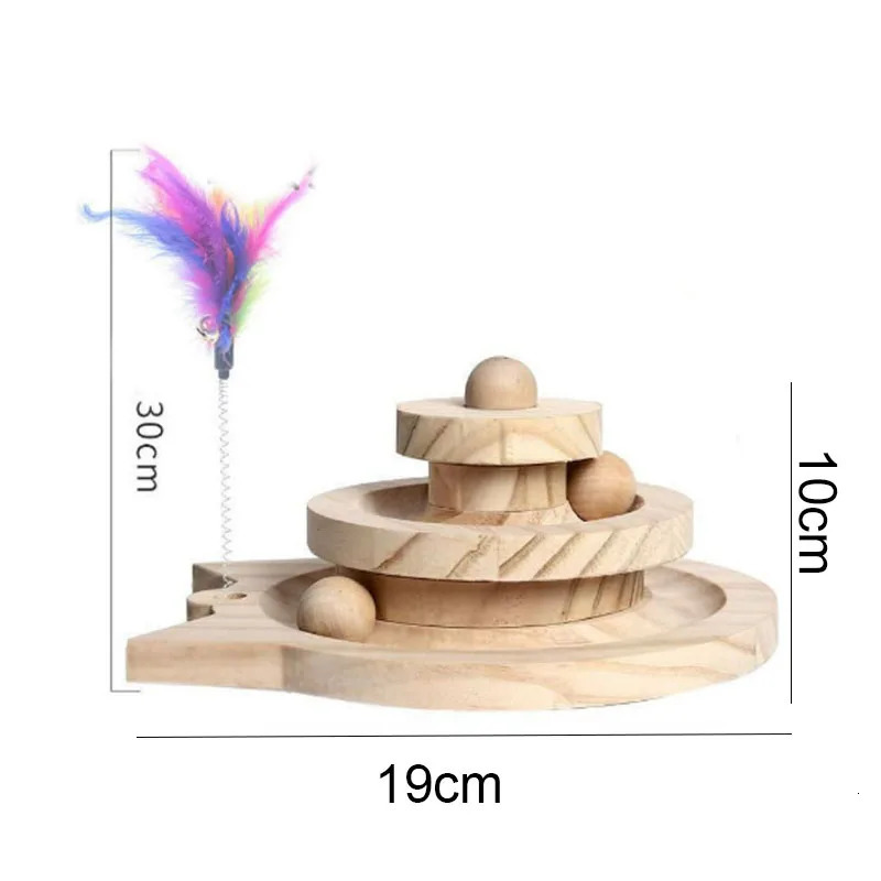 Cat Toys Wooden 2/3 Levels Pet cat Toy Tower Tracks Disc cat Intelligence Amusement Triple Play Disc Cat toys ball Training Toys 231011