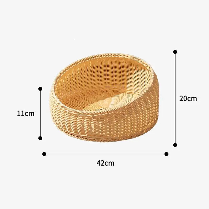 Cat Beds Furniture Rattan Cat Nest Four Seasons Universal Open Cat House Cat Bed Summer Cat Cool Nest Hand-woven Cat Supplies 231011