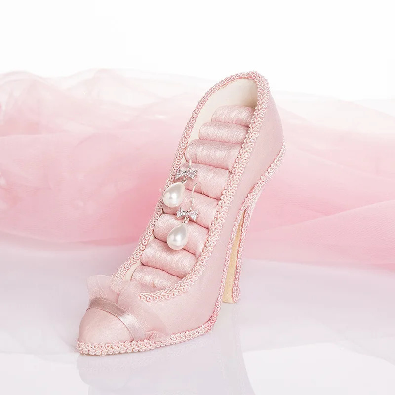 Jewelry Boxes High Heel Shoe Decor Earrings Holder Fashion Display Stand Rings Organizer for Girls Bridal Gift 231011