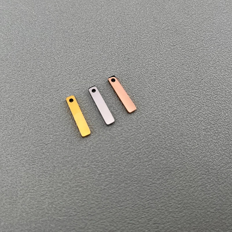 Charms 30pcs 3x15mm Laser Engrave Tag Stainless Steel Pendant for Necklace Jewelry Making Accessories 231010