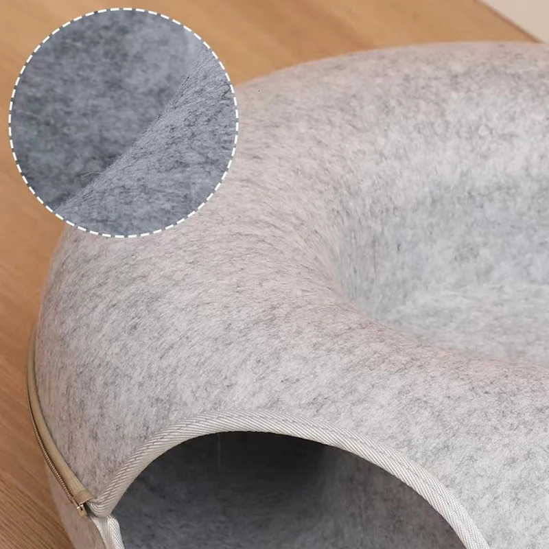 Cat Beds Furniture Cat Bed Felt Donut Shape Pet Cat Tunnel Interactive Toys Funny Dual-use Indoor Cats Training Toy Removable Durable Kitten House 231