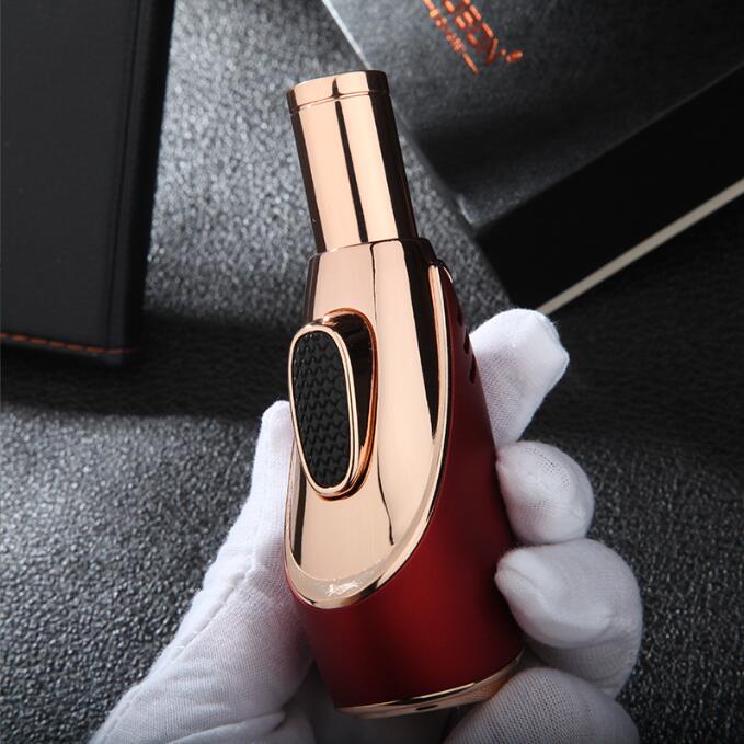 Latest oval Torch Jet Inflatable Butane Straight Lighter Windproof No Gas For Camping BBQ Barbecue picnic Cigarette Smoking Kitchen Tool W260202