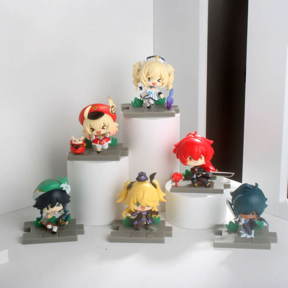 Mascot Costumes 7-10cm Genshin Impact Anime Figure Klee/barbara/diluc/fischl/venti/kaeya Action Figure Liyue Battlefield Heroes Figures Doll Toy