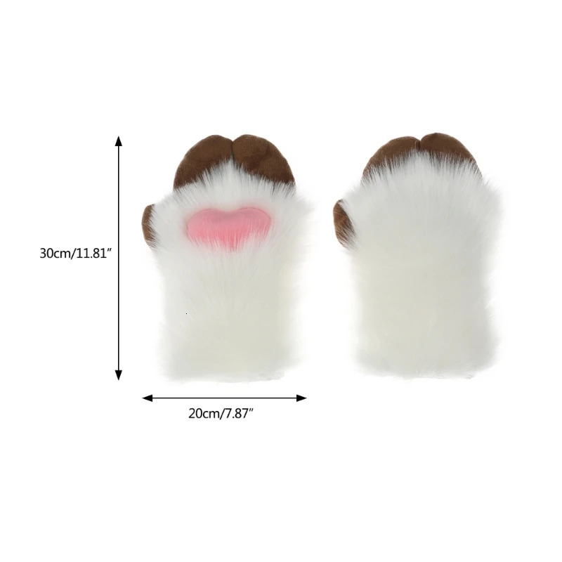 Five Fingers Gloves Unisex Cosplay Cartoon Sheep Hoof Shape Plush Halloween Mittens Furry Cuffs for Carnivals Party 231010