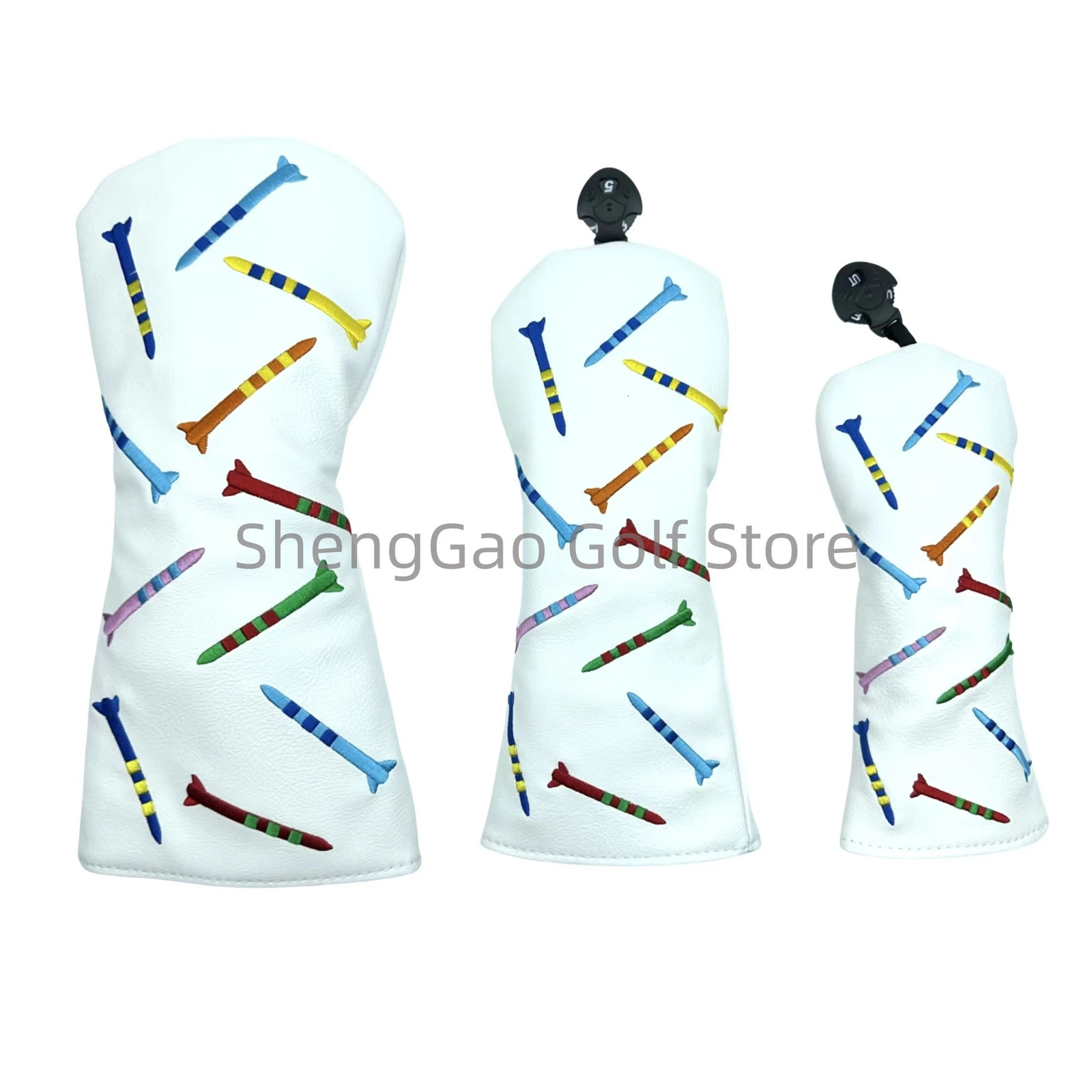 Other Golf Products Rocket pattern Head cover Driver Covers Fairway Wood Hybrid Putter Cover Pu Leather 231011