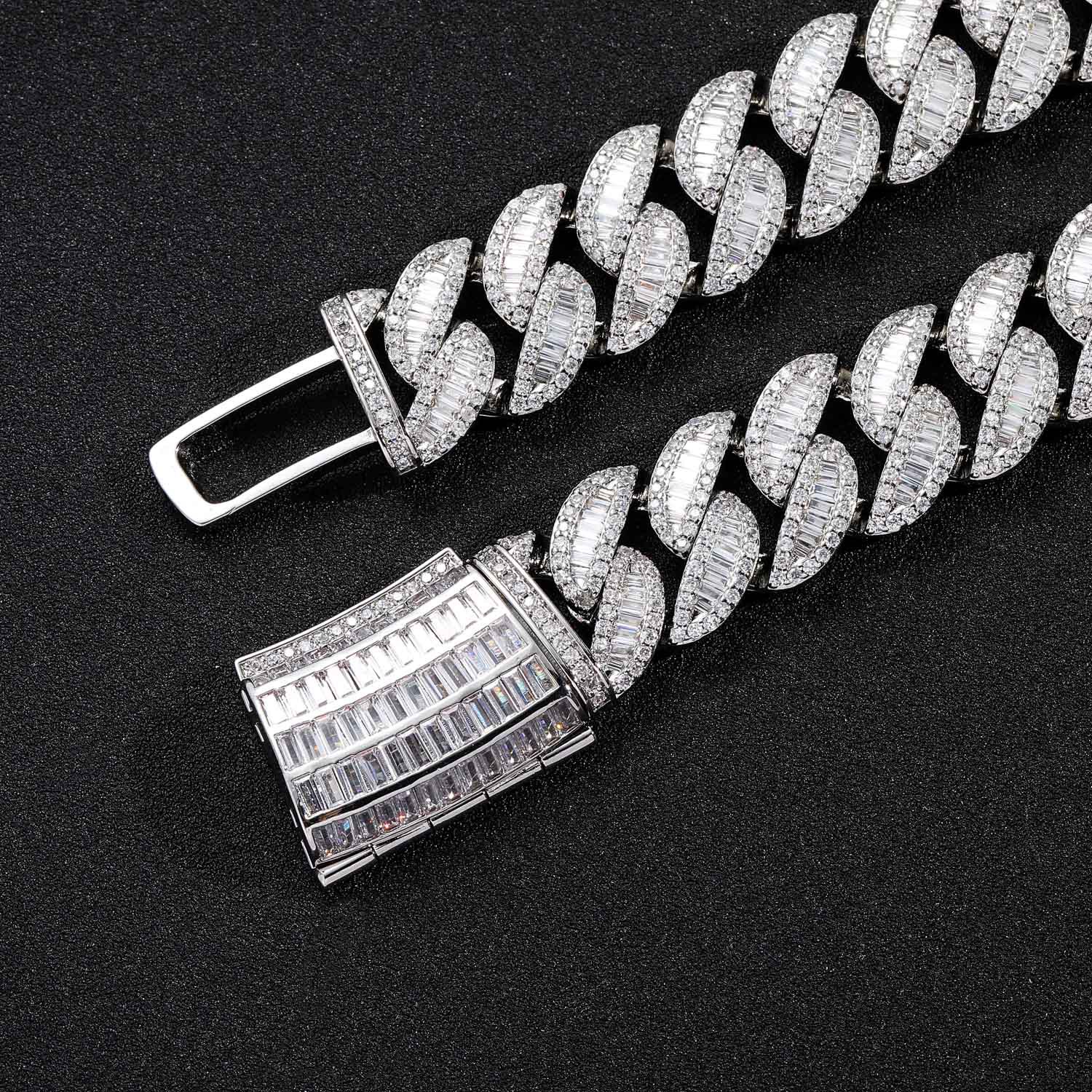 designer jewelry cuban link chain necklace for men width 20mm stainless steel plated gold chains inlaid 3 row square blingdiamond hip hop choker neckl