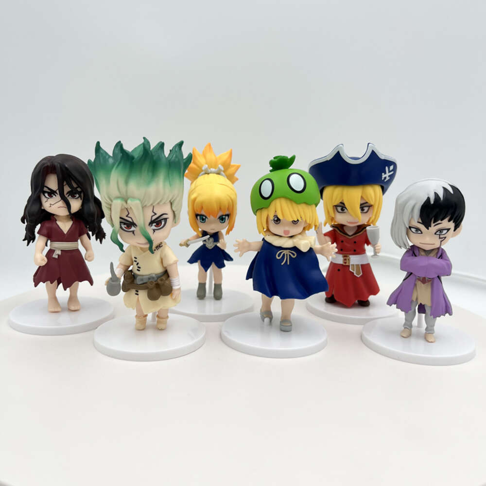 Mascot Costumes 6pcs/set Dr.stone Anime Figure Ishigami Senkuu Action Figure Amber/suika/asagiri Gen Figurine Adult Collectible Model Doll Toys