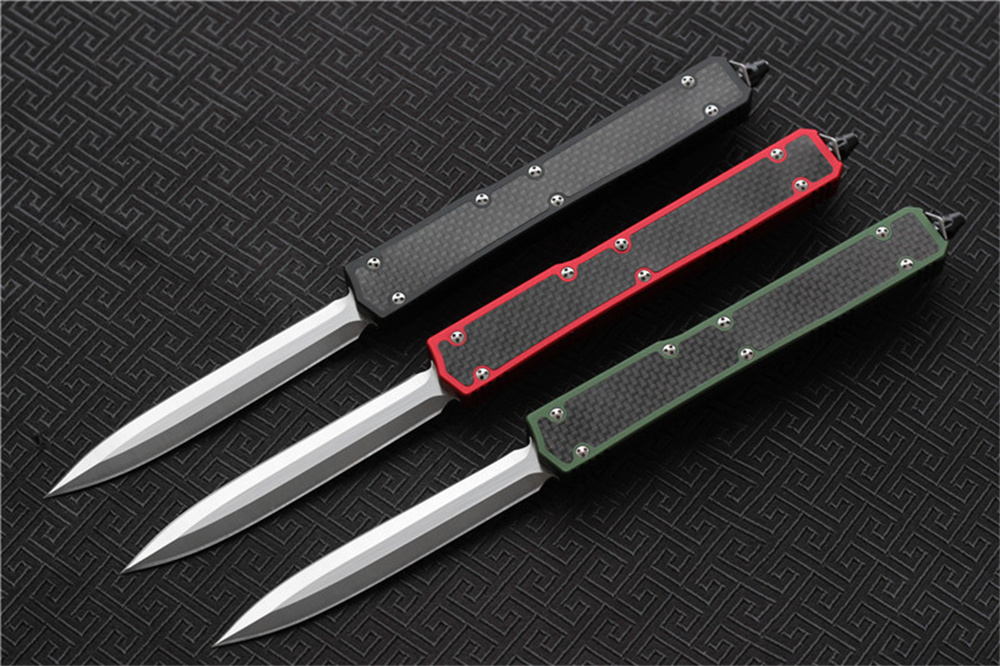 MIKER II Tactical Knife D2 Double Edge Satin Finish Blade Carbon Fiber Handle Hunting EDC Pocket Survival Knives