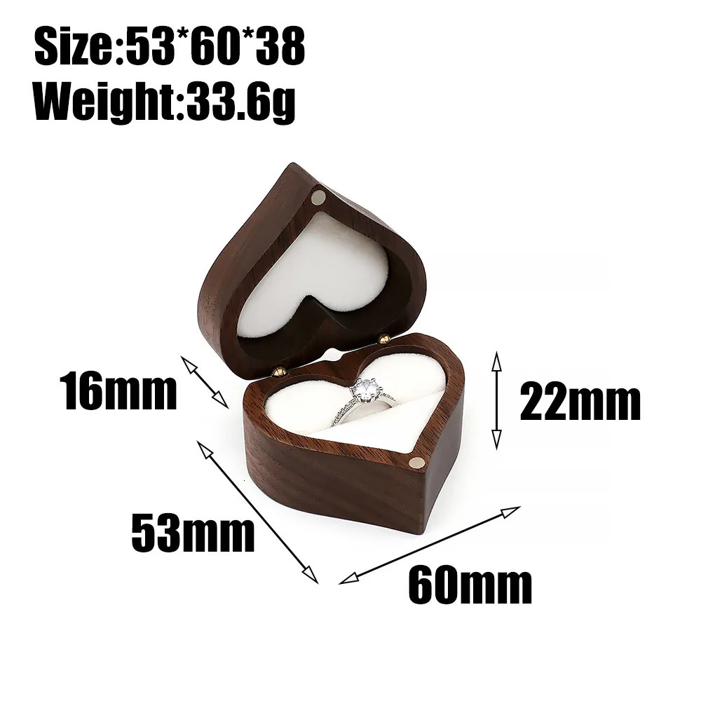 Jewelry Boxes ring box for wedding ceremony Vintage Walnut Wood Box Engagement Ring Storage Proposal Portable Holder Rustic Wedding 231011