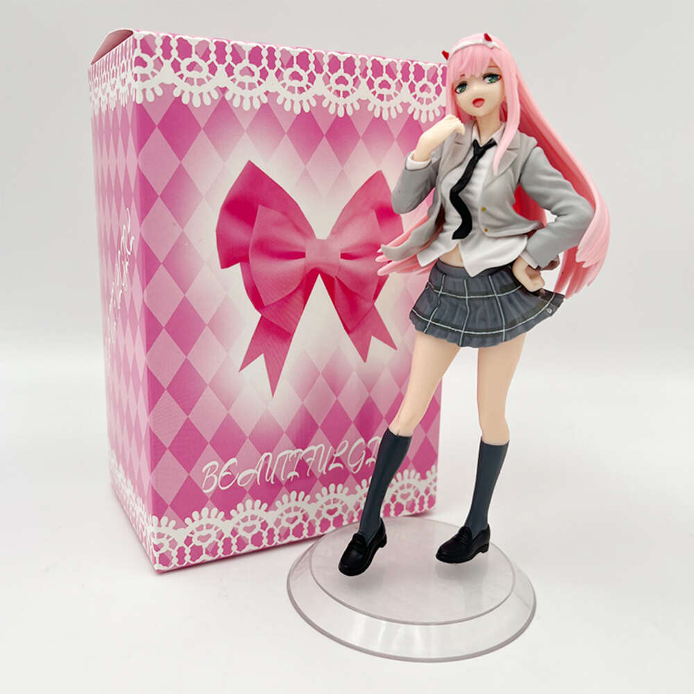 Mascot Costumes 18cm Darling in the Franxx 02 Anime Girl Figure School Uniform Zero Two Sexy Action Figure Zero Two Figurine Colletible Doll Toy