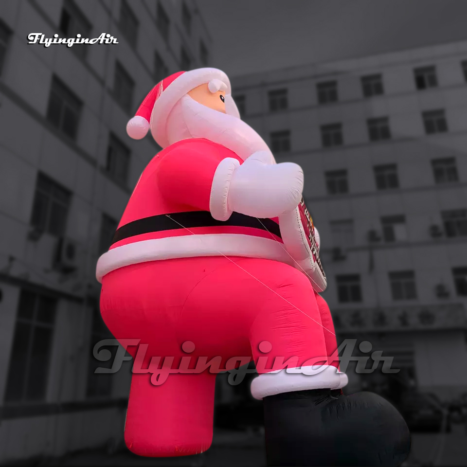10m Outdoor Giant Inflatable Santa Model Air Blow Up Father Christmas Holding A Sign For Xmas Promotion Event