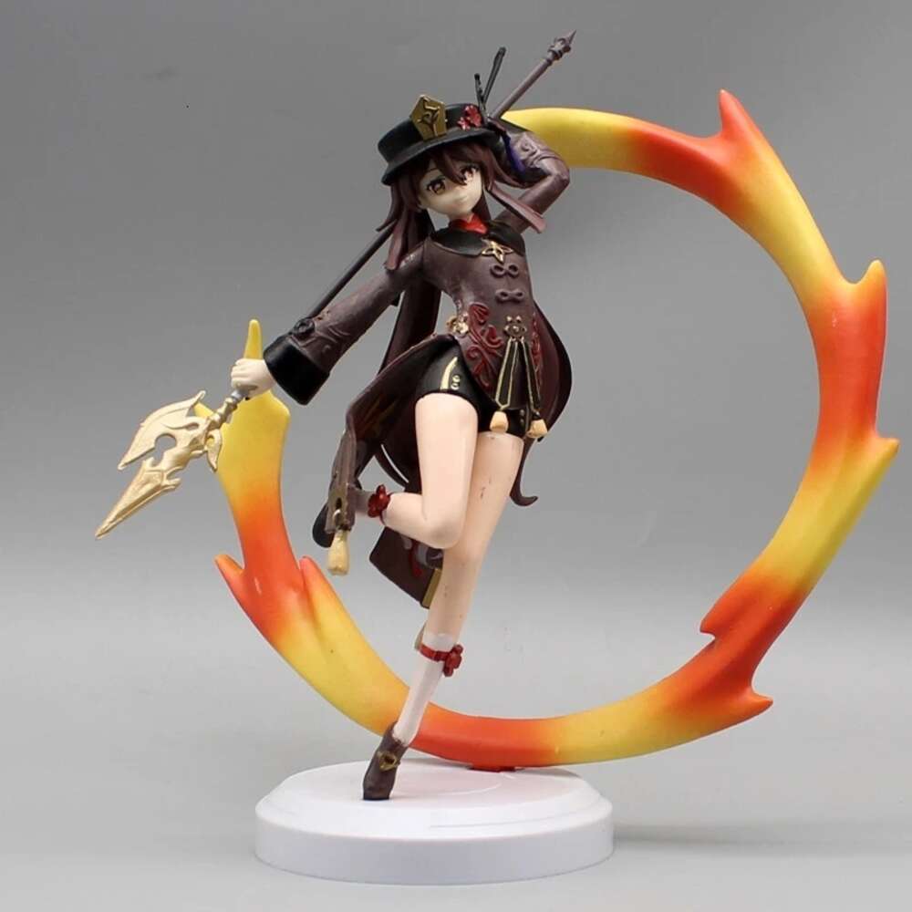 Mascot Costumes 24cm Anime Figure Genshin Impact Flaming Hu Tao Beautiful Girl Original Pvc Action Hutao Figurine Collection Model Toys Gifts