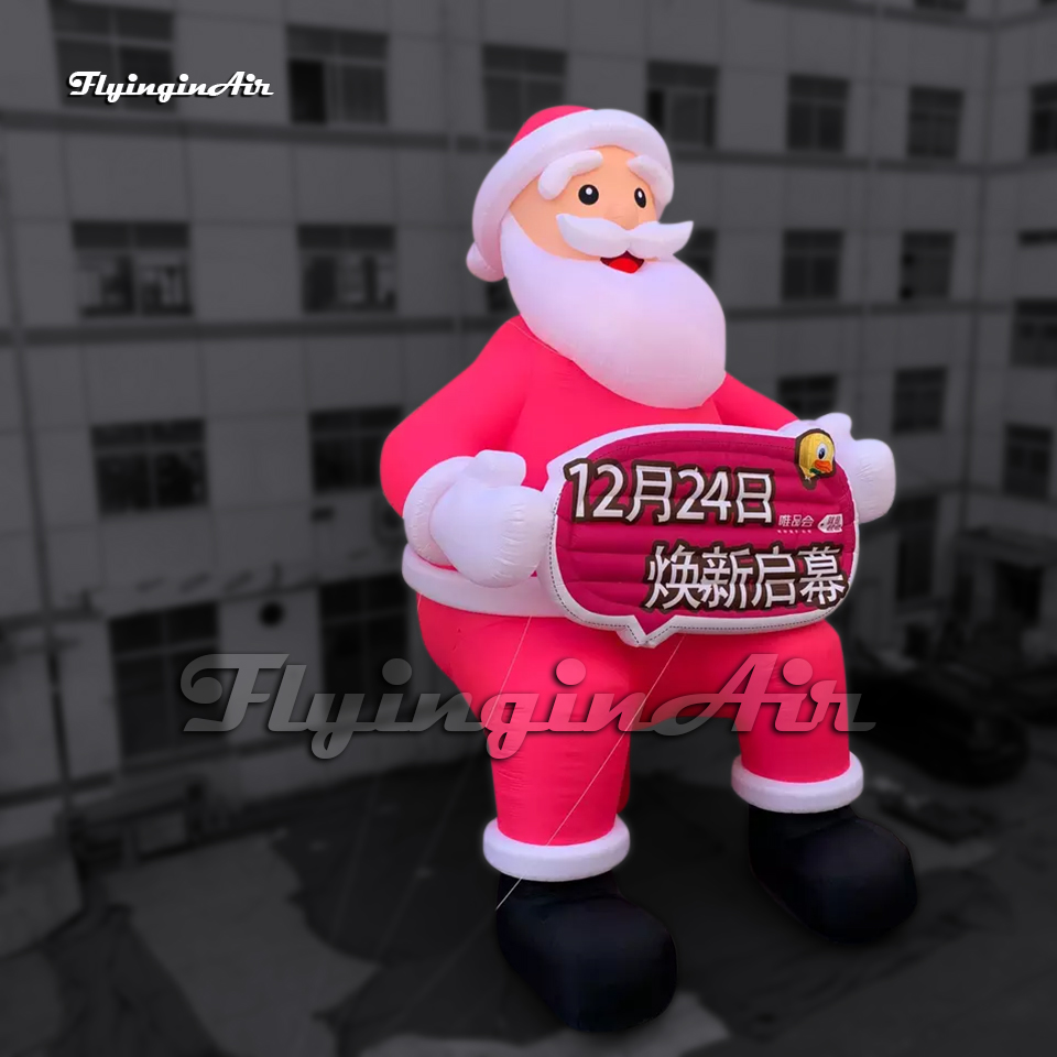 10m Outdoor Giant Inflatable Santa Model Air Blow Up Father Christmas Holding A Sign For Xmas Promotion Event