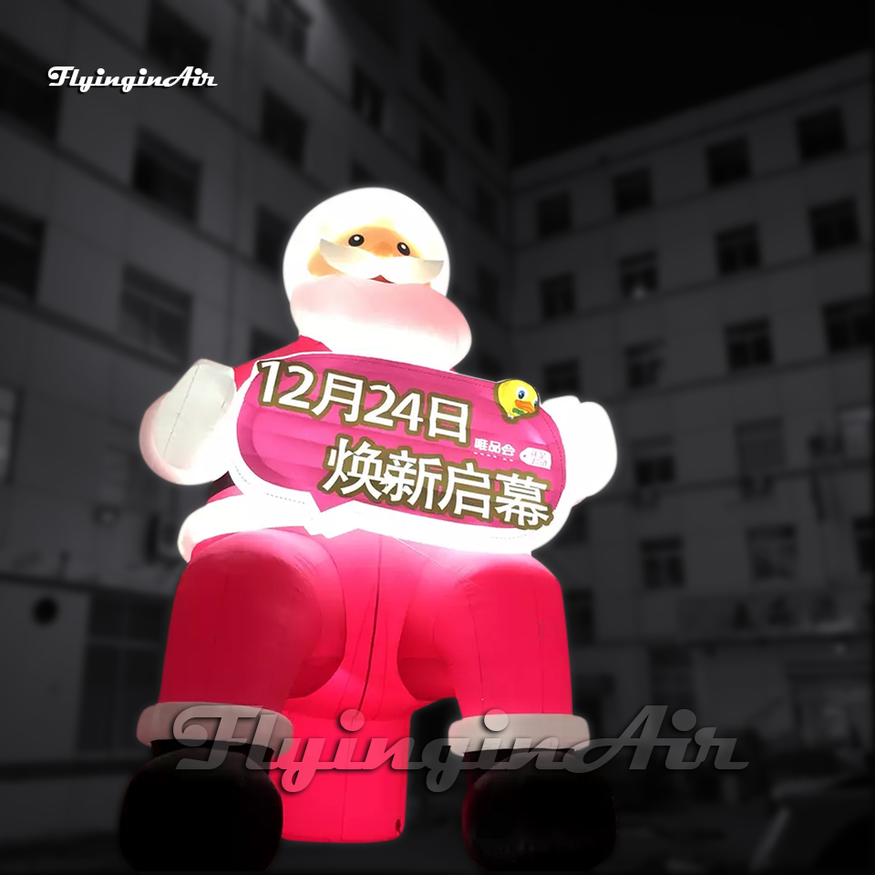 10m Outdoor Giant Inflatable Santa Model Air Blow Up Father Christmas Holding A Sign For Xmas Promotion Event