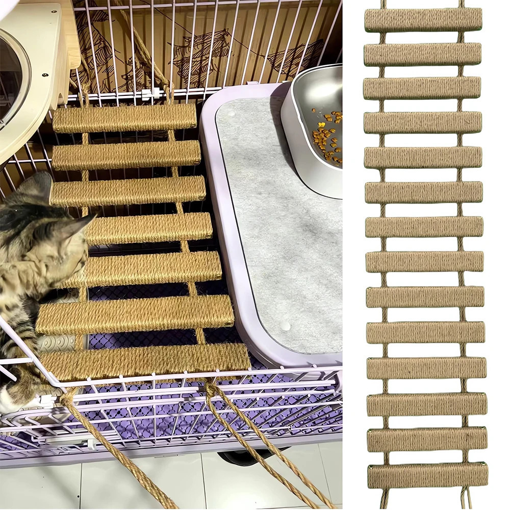 Cat Furniture Scratchers Cat Bridge Ladder With Sisal Rope And Climbing Frame Kitten Toys Climber Step Scratcher Post Furniture Ideal For Playful Cats