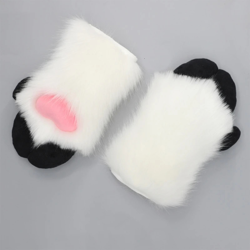 Five Fingers Gloves Unisex Cosplay Cartoon Sheep Hoof Shape Plush Halloween Mittens Furry Cuffs for Carnivals Party 231010