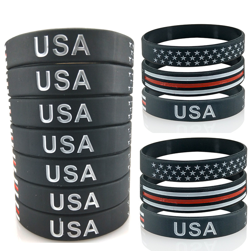 USA Thin Blue Line American Flag Bracelets Silicone Wristband