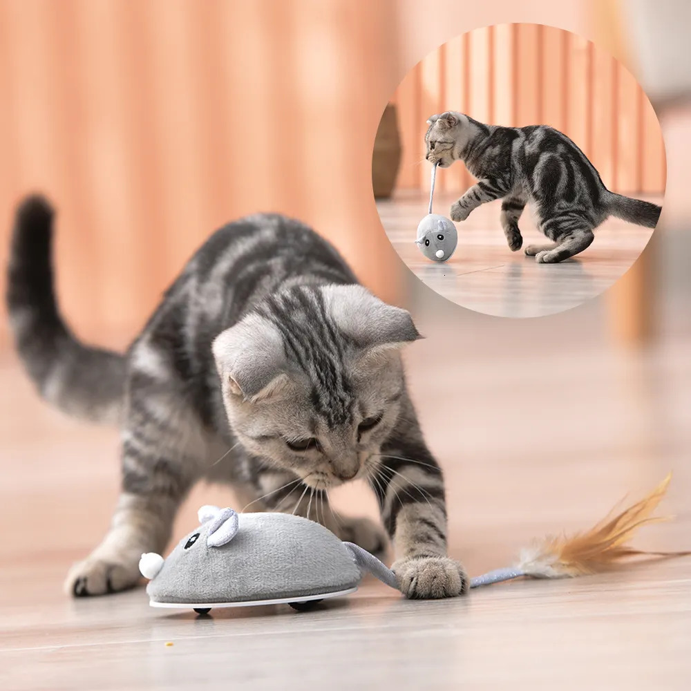 Cat Toys Smart Cat Toys Interactive Automatic Sensing Mouse Novelty Toy Cat Teaser Self-Playing USB Charging Mice Toys for Cats Kitten 231011