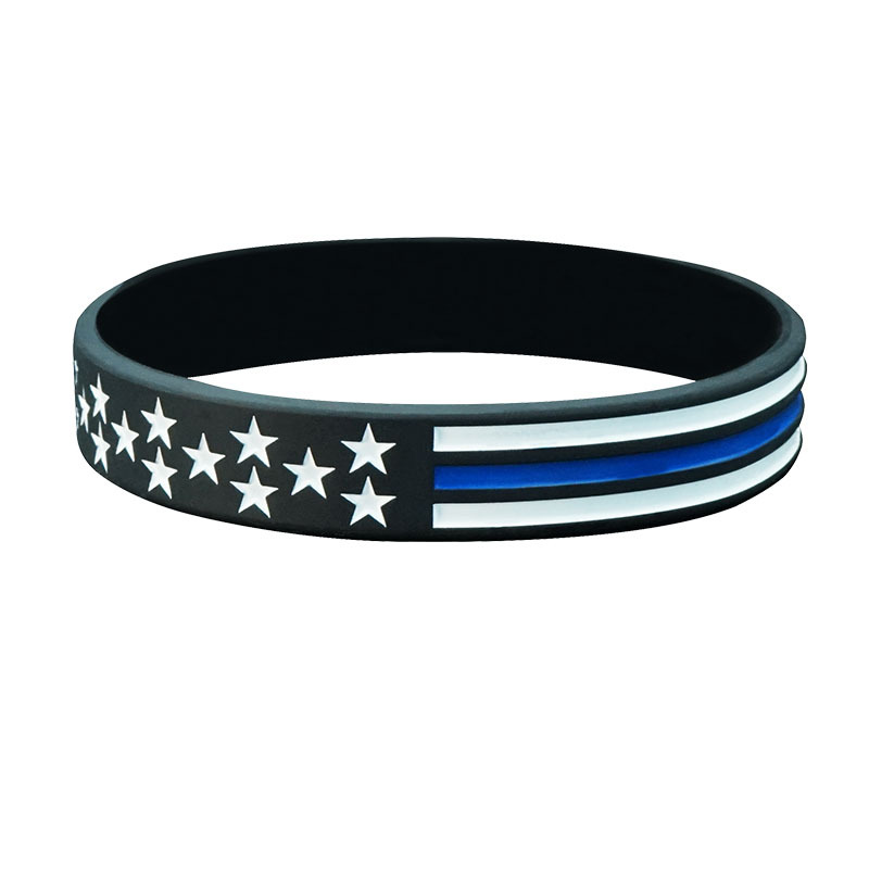 USA Thin Blue Line American Flag Bracelets Silicone Wristband