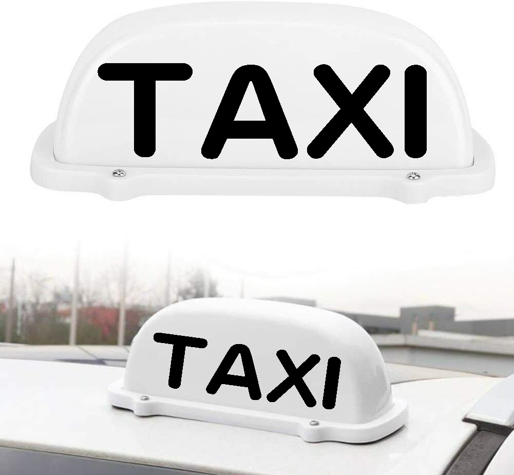 TAXI Cab Top Roof Sign USB Rechargeable Battery with Magnetic Base Waterproof Cab Indicator Sign Lamp Windshield WHITE NEW