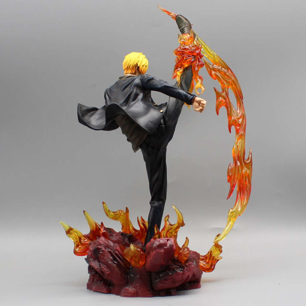 Mascot Costumes 30cm Anime One Piece Vin Sanji Sculpture Fire Battle Gk Statue Pvc Collectible Action Figures Model Doll Toys Kids Gift