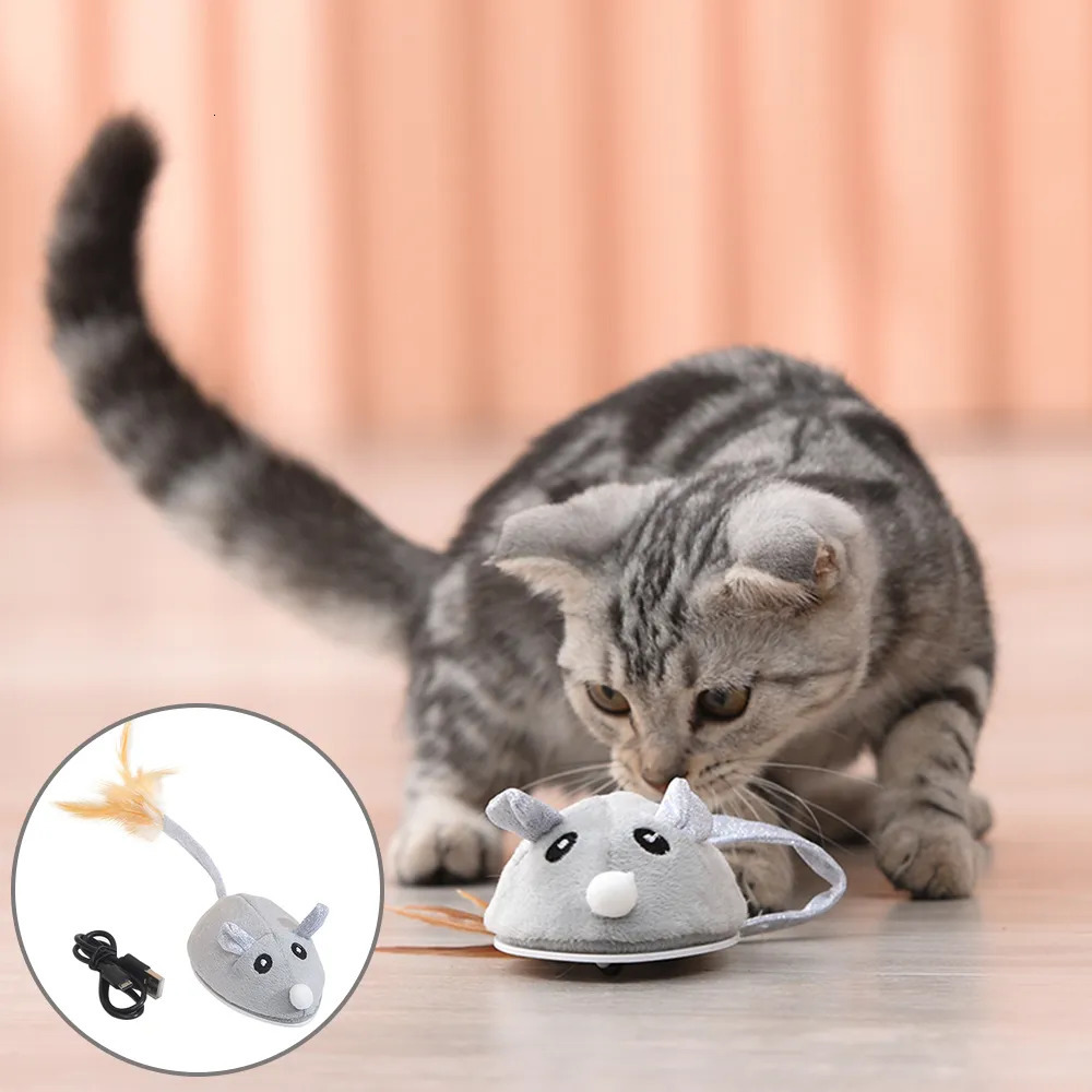 Cat Toys Smart Cat Toys Interactive Automatic Sensing Mouse Novelty Toy Cat Teaser Self-Playing USB Charging Mice Toys for Cats Kitten 231011