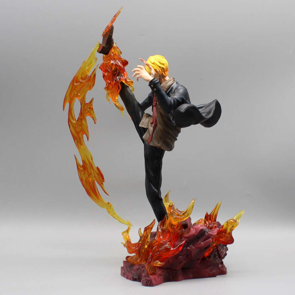 Mascot Costumes 30cm Anime One Piece Vin Sanji Sculpture Fire Battle Gk Statue Pvc Collectible Action Figures Model Doll Toys Kids Gift