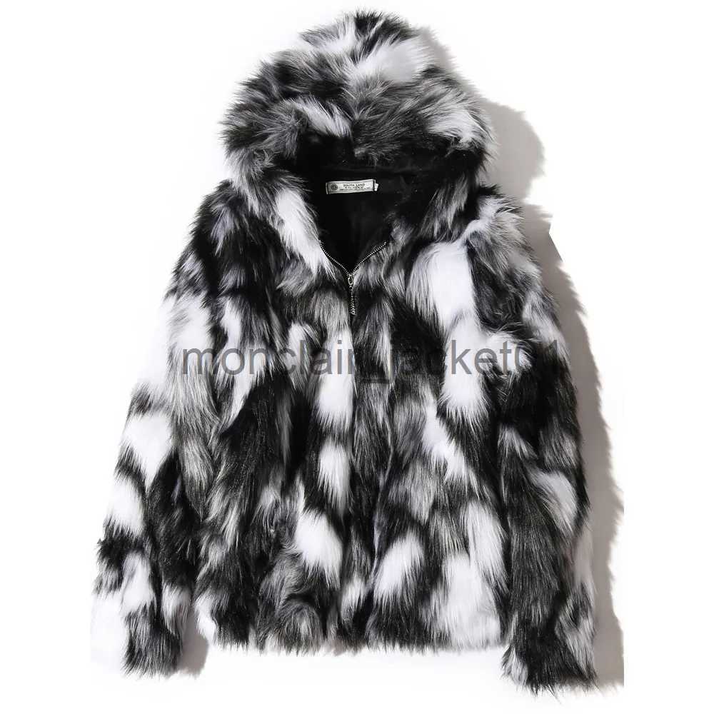 Men's Leather Faux Leather 2023 Winter Warm Plus Fleece Faux Fur Fox Fur Casual Mens Hooded Jacket Thick Boutique Fashionable Male Slim Coats Size S-5XL J231011