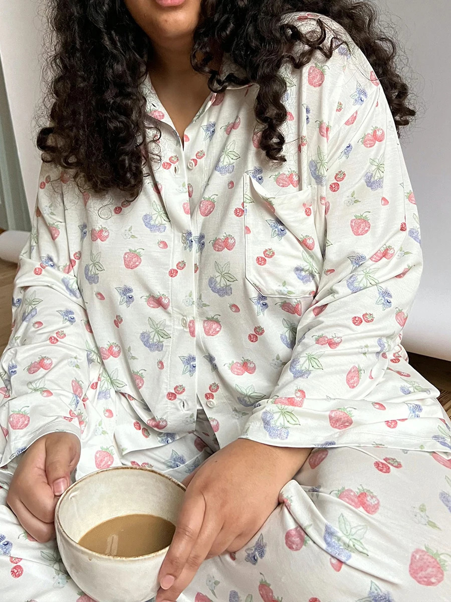 Womens Sleepwear Causal Floral Print Pajama Set with Long Sleeve Top and Pants Comfortable Loungewear for a Relaxing Evening 231010