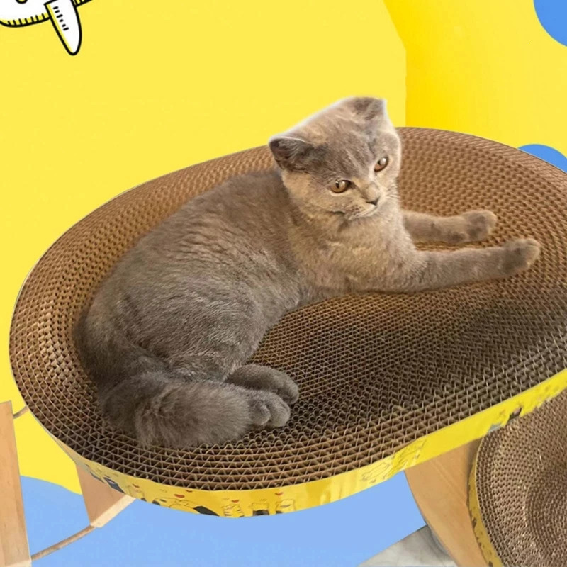 Cat Furniture Scratchers Non-lint Corrugated Scratch Board Round Oval Scratching Pads for Cat Sharpen Nails Tool Cat Bed Juguetes Para Gato Cat Furnit