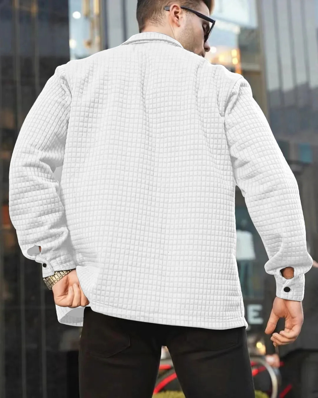 Men's Jackets Fashion Coat Plaid Lapel Casual White Jacket Autumn And Winter Solid Color Sports Outdoor Bomberiacket Man clothing 2023 231010