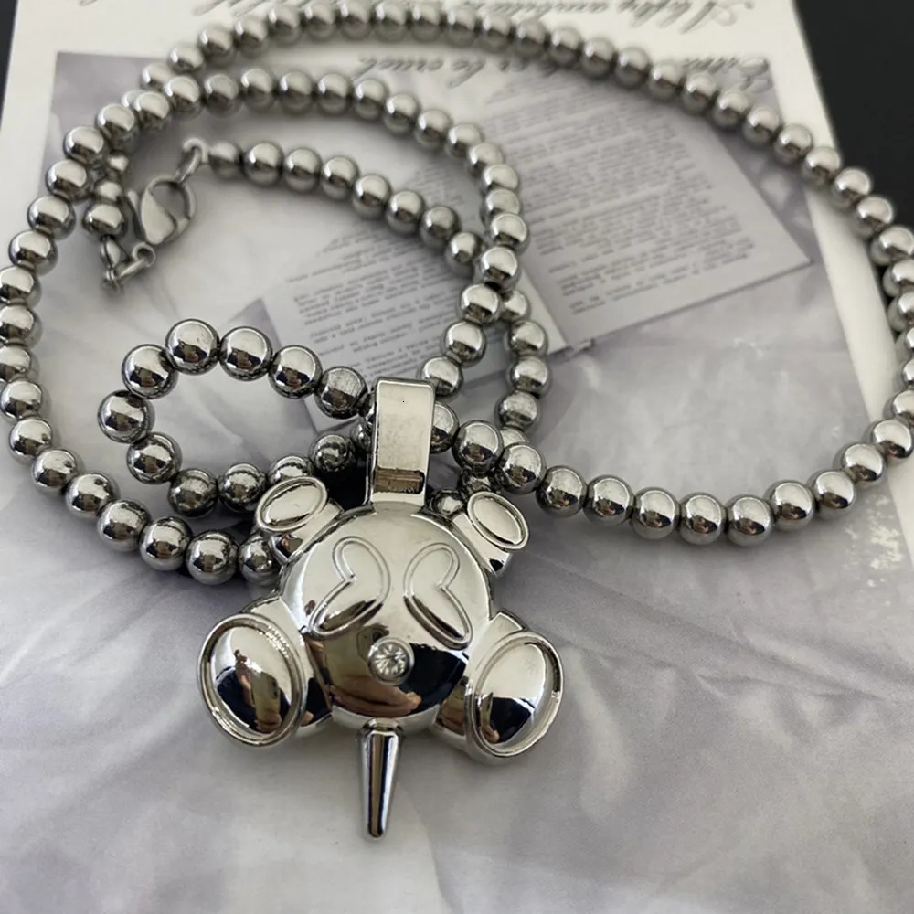 Chokers Hip Hop Style Stainless Steel Round Bead Chain Quadangle Ball Necklace Fashion Men and Women's Niche Sense Gift 231010