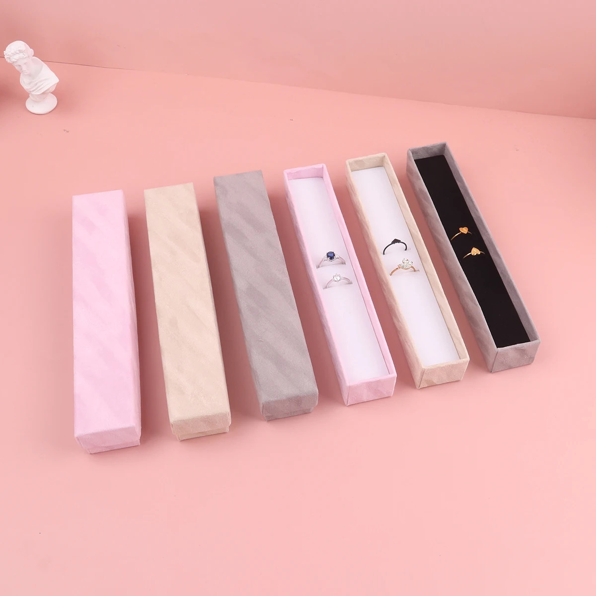Jewelry Boxes 6pcs Velvet Set Gift Box Ring Necklace Bracelets Earring Packaging With Sponge Inside Rectangle 231011